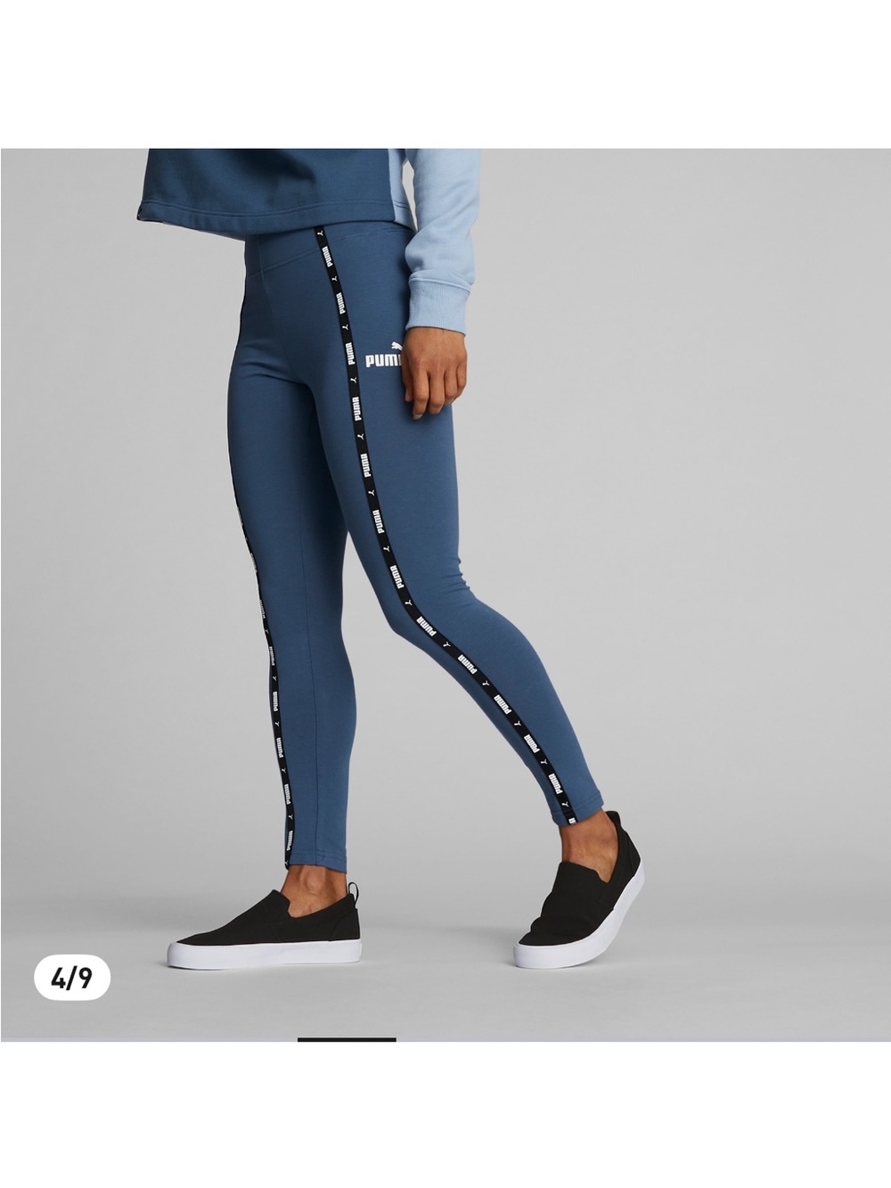 Puma Blue Men's Logo-Striped Athletic Leggings